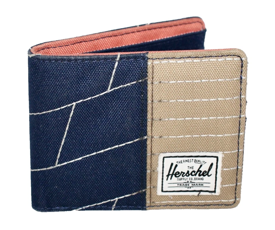 Cartera plegable HERSCHEL SUPPLY Co. Roy azul marino tostado lona costuras en contraste Foto 1 de 4