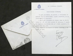 Brief mit Autogramm des Präfekten von Arezzo Giuseppe Ristagno - 1942 - Bild 1 von 2