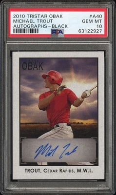 2010 Mike Trout RC, Tristar Obak, Autographs - Black, 34/50, Low POP, $.99 NR - Image 1 of 3