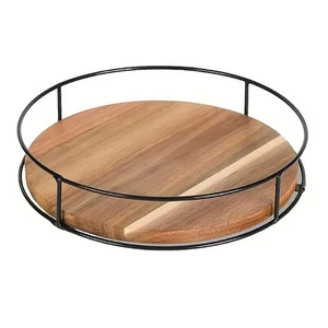 Rotating For Kitchen Organizer Lazy Susan Wooden Spice Rack for Desktop Storage - Picture 1 of 10