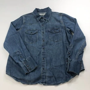 Nili Lotan Target MED Western Pearl Snap Button Long Sleeve Shirt Chambray Blue - Picture 1 of 11
