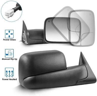 Driver+Passenger Power Heated Tow Mirrors For 98-01 Dodge Ram 1500/2500/3500 - Image 1 of 4