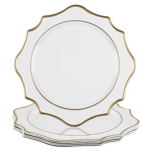 13" White Charger Plates Set of 6 Round Chargers for Dinner Plates Scallop Pl... - Picture 1 of 6