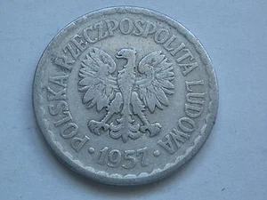 L1857,,. 1 zl zloty 1957 Polen Polska Polonia old coin - Zdjęcie 1 z 3