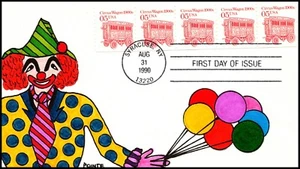Scott 2452 5 Cents Circus Wagon Pointe Hand Painted FDC Coil Strip 31 Of 35 - Picture 1 of 2