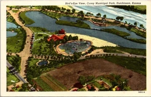 Postcard Bird's Eye View Carey Municipal Park Hutchinson Kansas KS Unposted - Picture 1 of 2