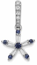 14k White Gold Blue Sapphire and Diamond Star Pendant