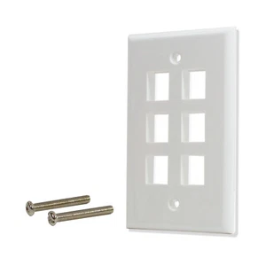 Paquete de 10 Lote de 6 Puertos Agujero Clave Jack Placa de Pared Superficie Suave Blanco - Imagen 1 de 3