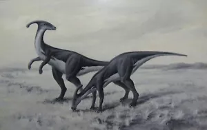 Ilustración original de colección firmada por Rick Daskam pintura de arte dinosaurios 1985 - Imagen 1 de 24