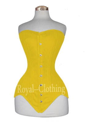 Double Steel Boned Heavy Duty Long Line Overbust waist Trainer Cotton Corset - Image 1 of 4