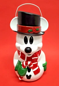 Cubo palomitas de maíz muñeco de nieve Mickey Mouse diversión de invierno de los parques de Disney Navidad vintage - Imagen 1 de 9