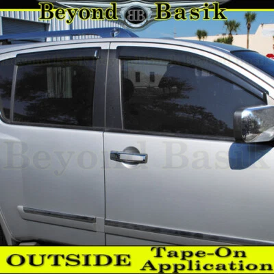 For 2004-2015 Nissan Armada 04-10 Infiniti QX56 SMOKE Door Visors Rain Guards - Image 1 of 4