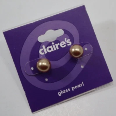 PENDIENTES Claire's Jewelry clásicos de perlas de vidrio dorado FTOP Foto 1 de 4