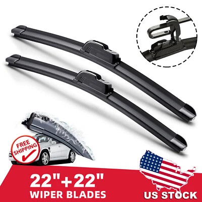 22" & 22" Windshield Wiper Blades All season Bracketless J-HOOK OEM Quality  - Image 1 of 4