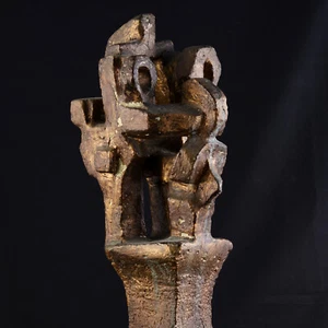 Scultura In Resina Dorata Arte Astratta Vintage XX Secolo Brutalismo - Picture 1 of 7