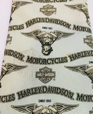 Corbata de cuello vintage 100 % seda 1999 Ralph Marlin Harley Davidson logotipo motocicleta Foto 1 de 4