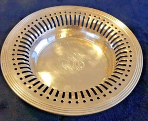 Antike Sterling Silber Schale netzförmig von RW&S monogrammiert RRB - Bild 1 von 9