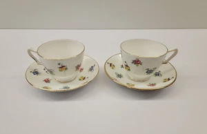 2x CROWN STAFFORDSHIRE England Tea Cups & Saucers - Fine Bone China - Picture 1 of 5