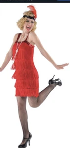Leadtex Women's 1920s Fringed Flapper Costume,Gangster Med - Picture 1 of 7