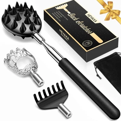 Telescoping Back Scratcher with 3 Detachable Heads, Gifts for Christmas, Stoc... - Image 1 of 4