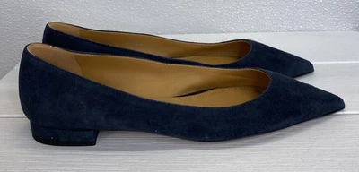 Ralph Lauren Kendrya Ballet Pisos Para Mujer Talla 5B Gamuza Azul Punta Informal Foto 1 de 4
