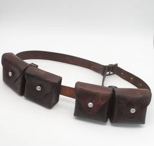SWISS ARMY Military Brown Leather Belt Bandolier Ammo Cases Pouch Pouches WW2 38 - Picture 1 of 14