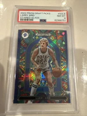 2022 PANINI PRIZM DRAFT PICKS STAINED GLASS #SG-LB LARRY BIRD PSA 8 - Image 1 of 2