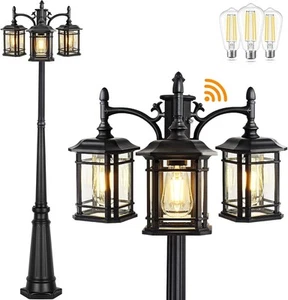 PARTPHONER Dusk to Dawn Outdoor Lamp Post Lights, Black Light Pole with - Picture 1 of 9
