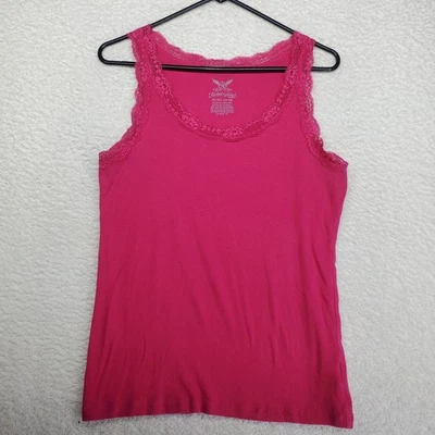 Vintage Faded Glory Cami Tank Top XL Pink Lace Trim Preppy 2000's Y2K Bella - Image 1 of 4