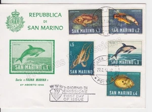 SAN MARINO FIRST DAY COVER FDC 1966 FAUNA MARINA FISH SEA LIFE - Picture 1 of 1