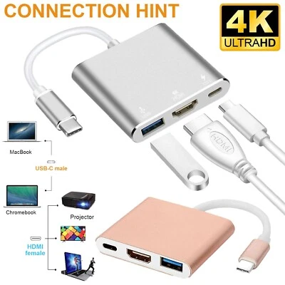 Type-C to HDMI Charge Cable Mirror Adapter For LG G5/G6/G7/G8 V30/V40/V50/V60 - Image 1 of 4