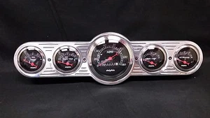5 GAUGE UNIVERSAL STRAIGHT DASH CLUSTER BLACK - Picture 1 of 4