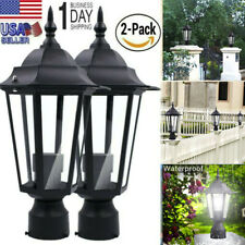 Vintage Pillar Light Garden Aluminum Outdoor Lighting Patio Yard Gate Post Lamp^