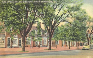 Postal de lino Williamsburg Virginia VA Duke of Gloucester St 1952 vintage UNP - Imagen 1 de 2