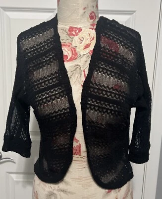 TOTAL GIRL Talla L (14) Negro Crochet Suéter Cárdigan Abierto Niñas Foto 1 de 3