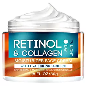 Retinol and Collagen Face Cream, Retinol Face Moisturizer with Hyaluronic Acid, - Picture 1 of 12