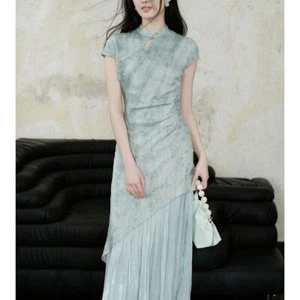 Womens Chinese Style Floral Stand Collar Short Sleeves Cheongsam Qipao Dress - Picture 1 of 9