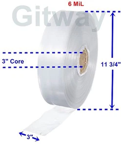 3" x 725' Clear Poly Tubing Tube Plastic Bag Polybags Custom Bags on a Roll 6ML - Picture 1 of 2