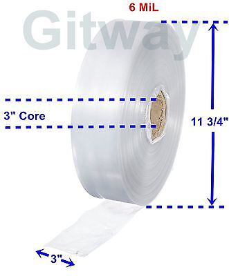 3  X 725' Clear Poly Tubing Tube Plastic Bag Polybags Custom Bags On A Roll 6ML • 59.52$