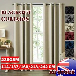 100% Blockout Curtains Thermal 3 Layers Blackout Curtains Fabric Eyelet Bedroom - Picture 1 of 18