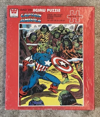 NEW SEALED 1976 Marvel Captain America 200 Piece Jigsaw Puzzle, Captain America - Image 1 of 4