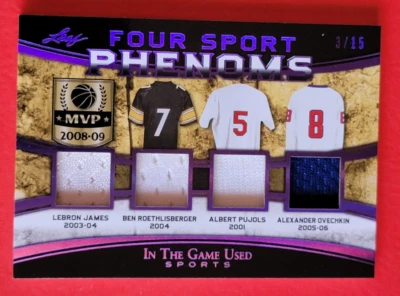 ALEX OVECHKIN JERSEY CARD #d3/15 LEBRON JAMES BEN ROETHLISBERGER ALBERT PUJOLS - Image 1 of 3