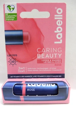 Labello Caring Beauty 3 in1 Lippenpflegestift für Lippen und Wangen - ROSE - Bild 1 von 2