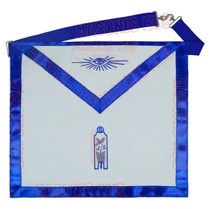 Masonic Regalia Junior Warden Cotton Apron Freemason Blue Lodge Officer 14x16 - Picture 1 of 5