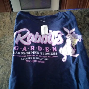 Disney tee XL Juniors Winnie the Pooh Rabbit's Garden Navy Blue NWT cap sleeve - Picture 1 of 1