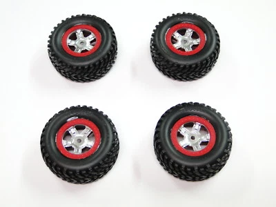NUEVO TRAXXAS 1/16 SLASH RUEDAS Y NEUMÁTICOS ANILLOS ROJOS RD14R Foto 1 de 2