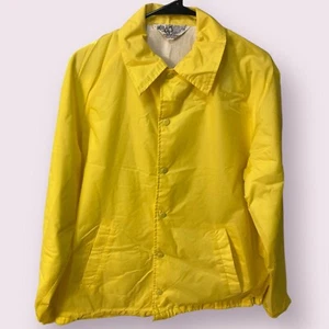 True Vintage 1970 Kmart Yellow Warm-Up Jacket Large - 100% Nylon Water Repellent - Picture 1 of 7