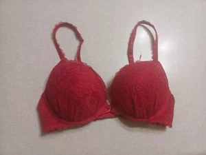 Victoria's Secret Bra 32B Miraculous Plunge Push Up Red - Picture 1 of 4