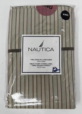 Набор из 2 наволочек Nautica Aspen Ridge в полоску King 100% хлопок - Изображение 1 из 3