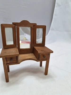 Antique  5.75" Three Mirror Vanity Dollhouse Furniture Germany 1910s 1:12 - Image 1 of 4